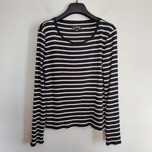 Ladies SZ L J Crew Black Striped T-Shirt